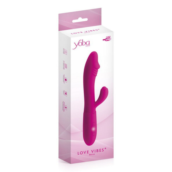 Vibromasseur rabbit Becca rose USB avec gland stimulant 10 programmes 